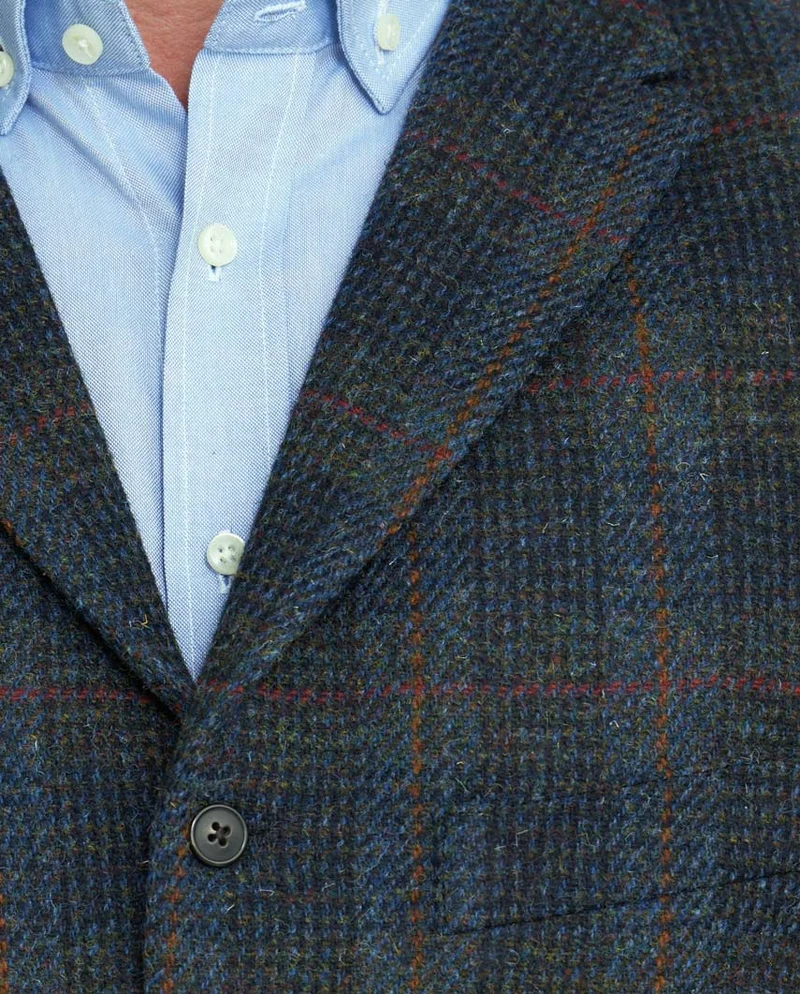 Wales - Harris Tweed Weste mit Kragen in multi-blue Twill