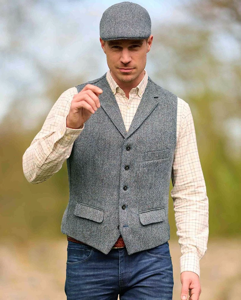 Harris Tweed Weste "Wales" in Tweed of Water