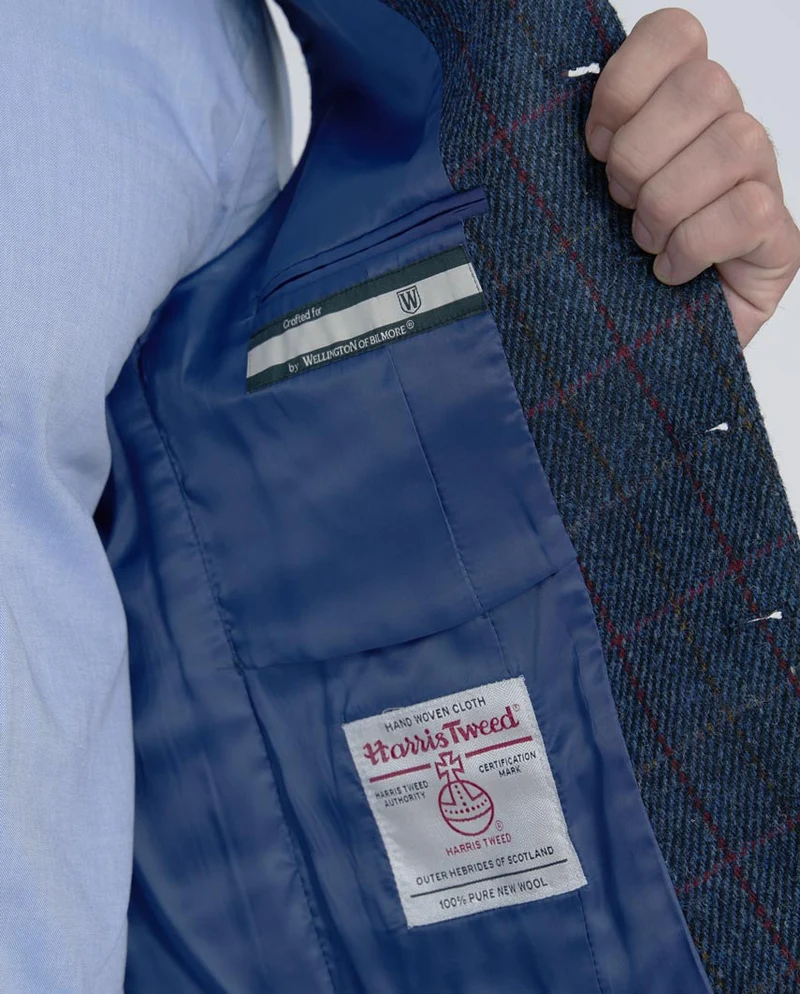 Harris Tweed Weste "Wales" in scottish blue
