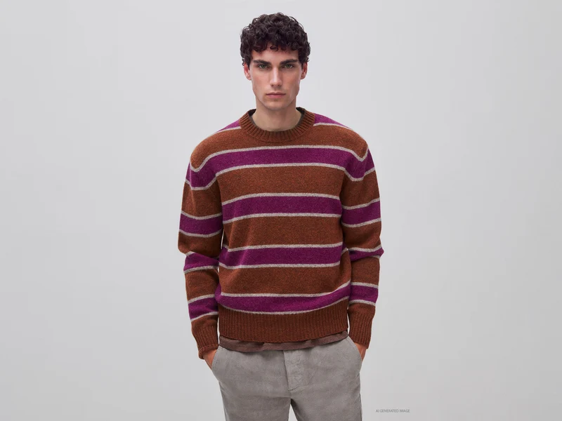 Gestreifter Pullover aus 100 % Shetlandwolle
