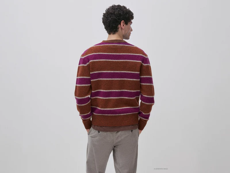 Gestreifter Pullover aus 100 % Shetlandwolle