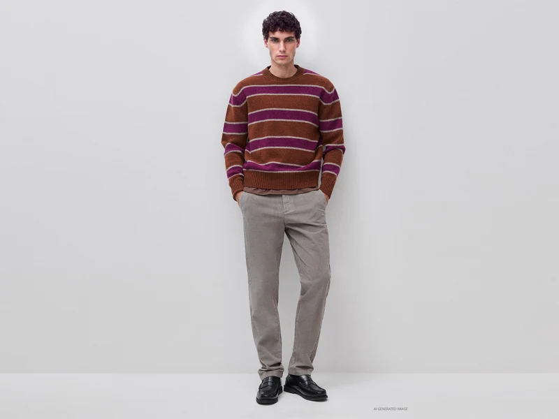 Gestreifter Pullover aus 100 % Shetlandwolle