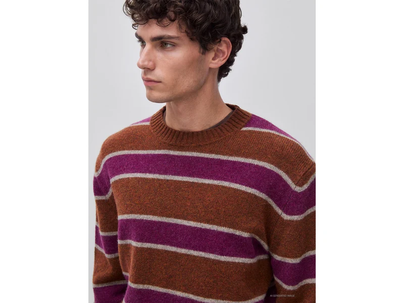 Gestreifter Pullover aus 100 % Shetlandwolle