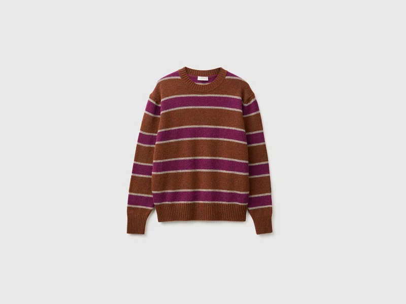 Gestreifter Pullover aus 100 % Shetlandwolle