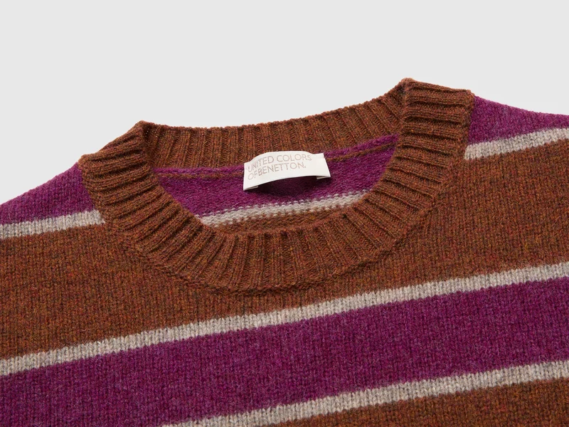Gestreifter Pullover aus 100 % Shetlandwolle