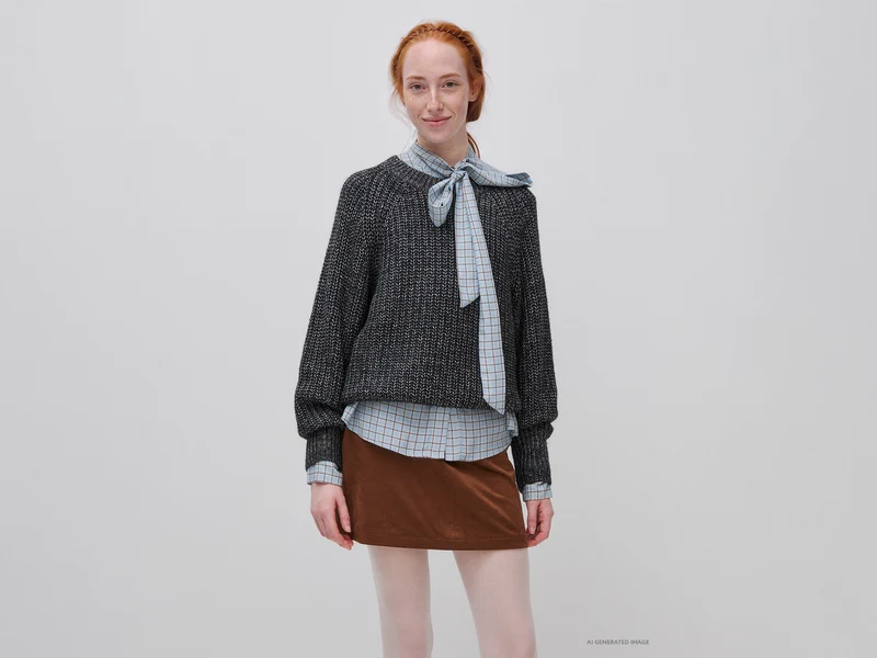 Mélange-Pullover aus Baumwoll-Woll-Mischung
