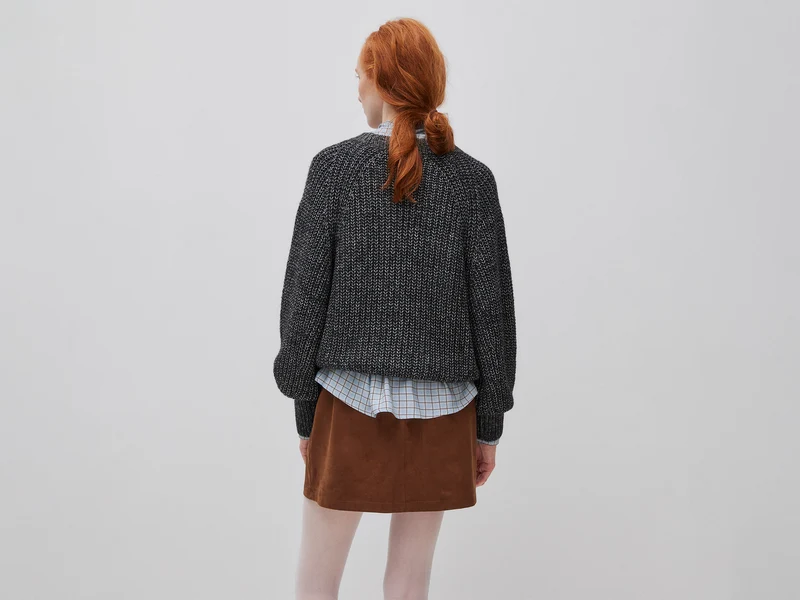 Mélange-Pullover aus Baumwoll-Woll-Mischung