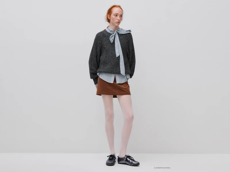 Mélange-Pullover aus Baumwoll-Woll-Mischung