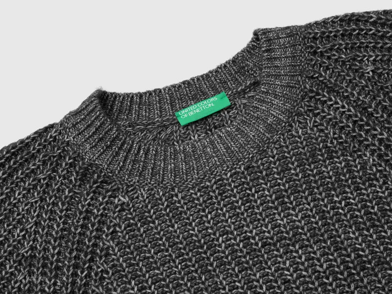 Mélange-Pullover aus Baumwoll-Woll-Mischung