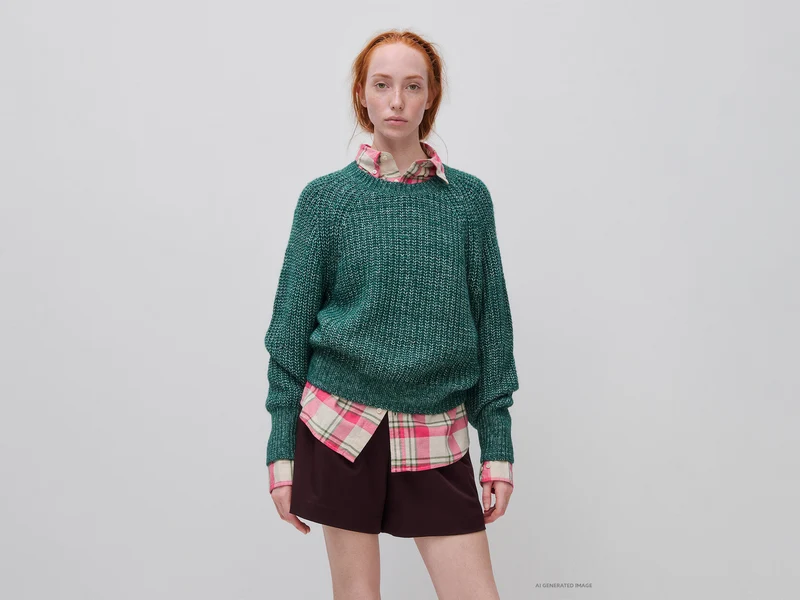 Mélange-Pullover aus Baumwoll-Woll-Mischung