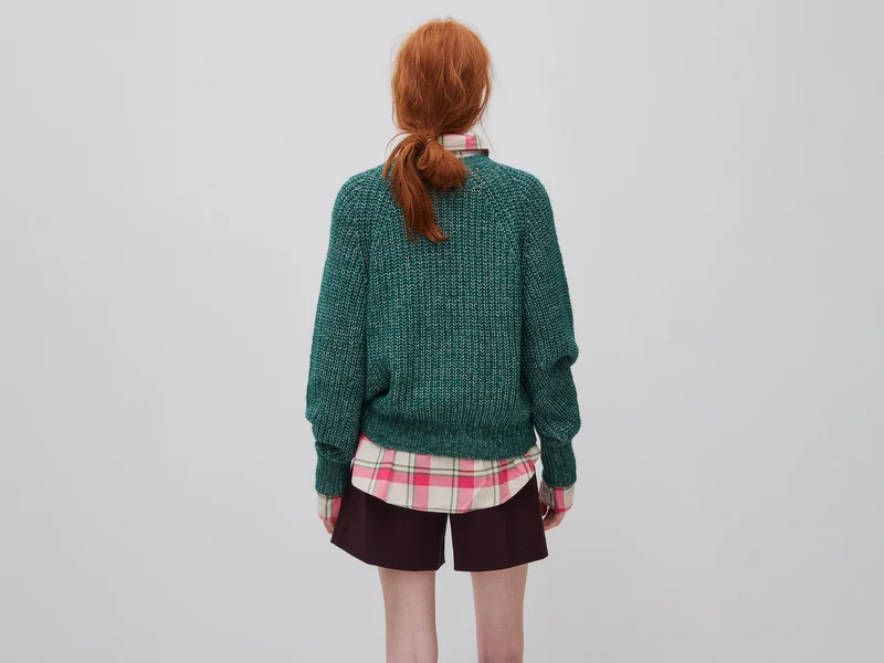 Mélange-Pullover aus Baumwoll-Woll-Mischung