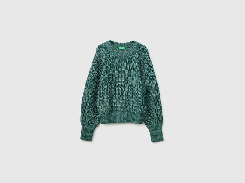 Mélange-Pullover aus Baumwoll-Woll-Mischung