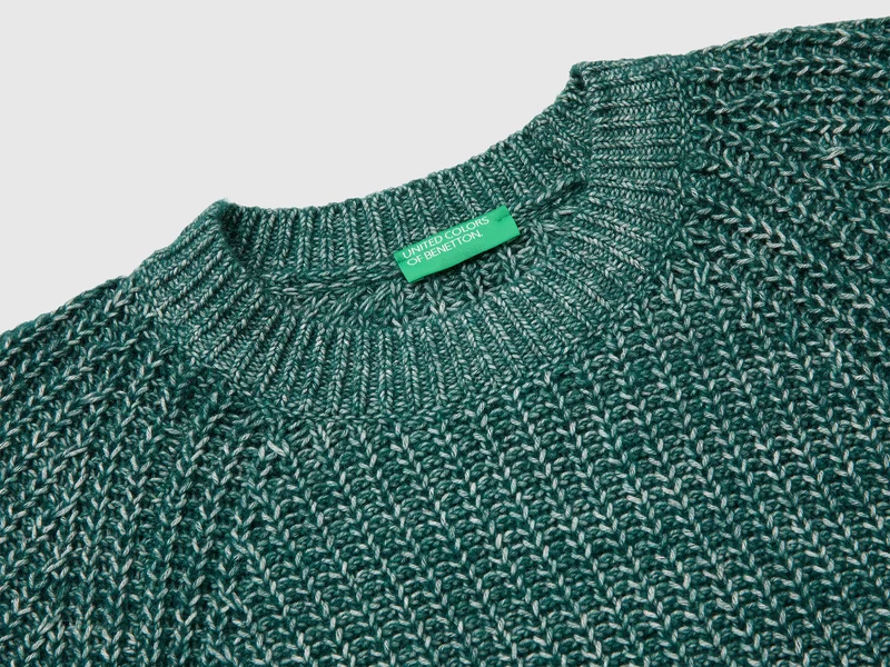 Mélange-Pullover aus Baumwoll-Woll-Mischung