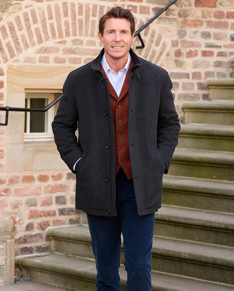 Stilvolle Herrenjacke "Brooklyn" in anthrazit aus Woll-Kaschmirqualität