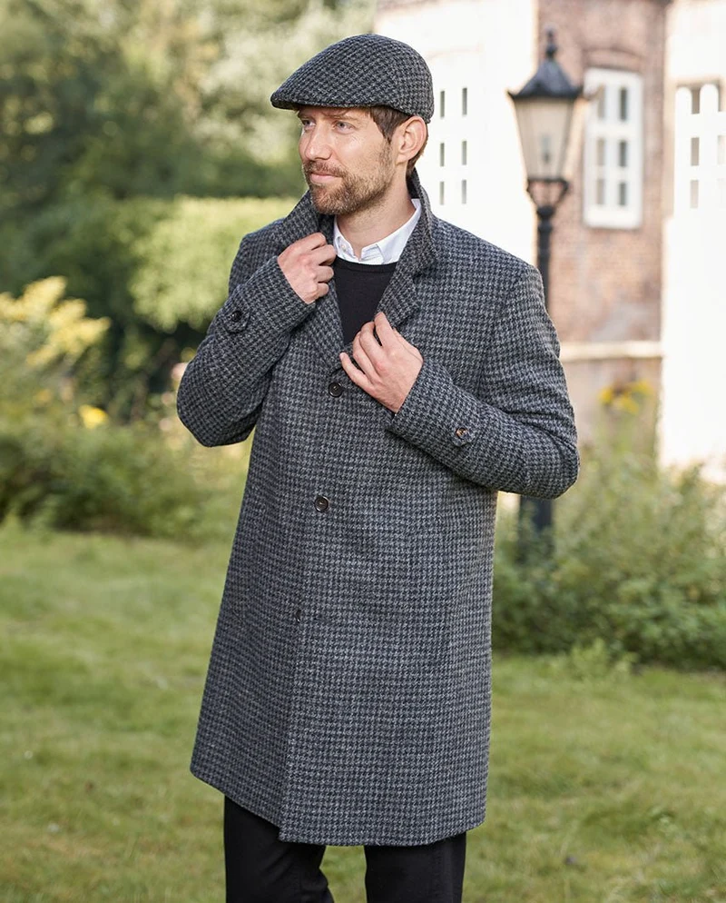 Herren Blazermantel "Billy" aus Harris Tweed in black Houndstooth