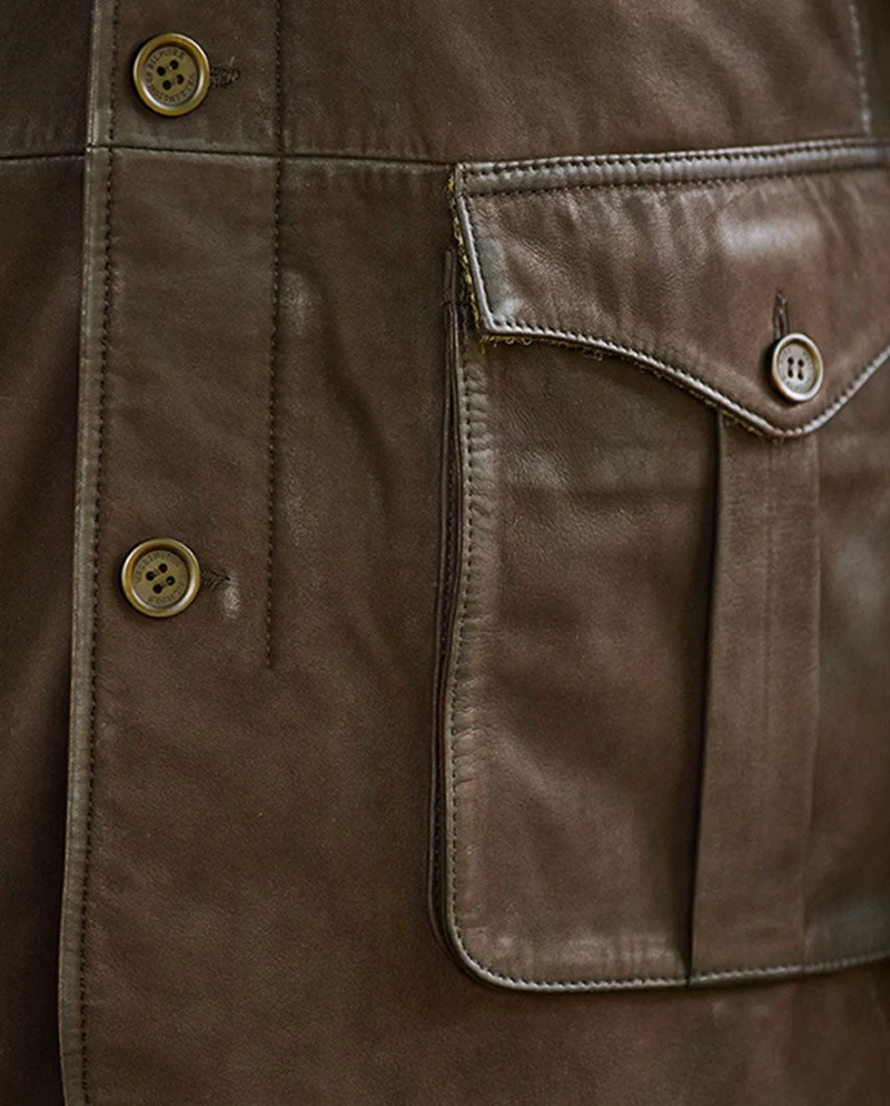 Herren Lederjacke "Belfast" in dark brown aus feinstem Lamm Nubukleder