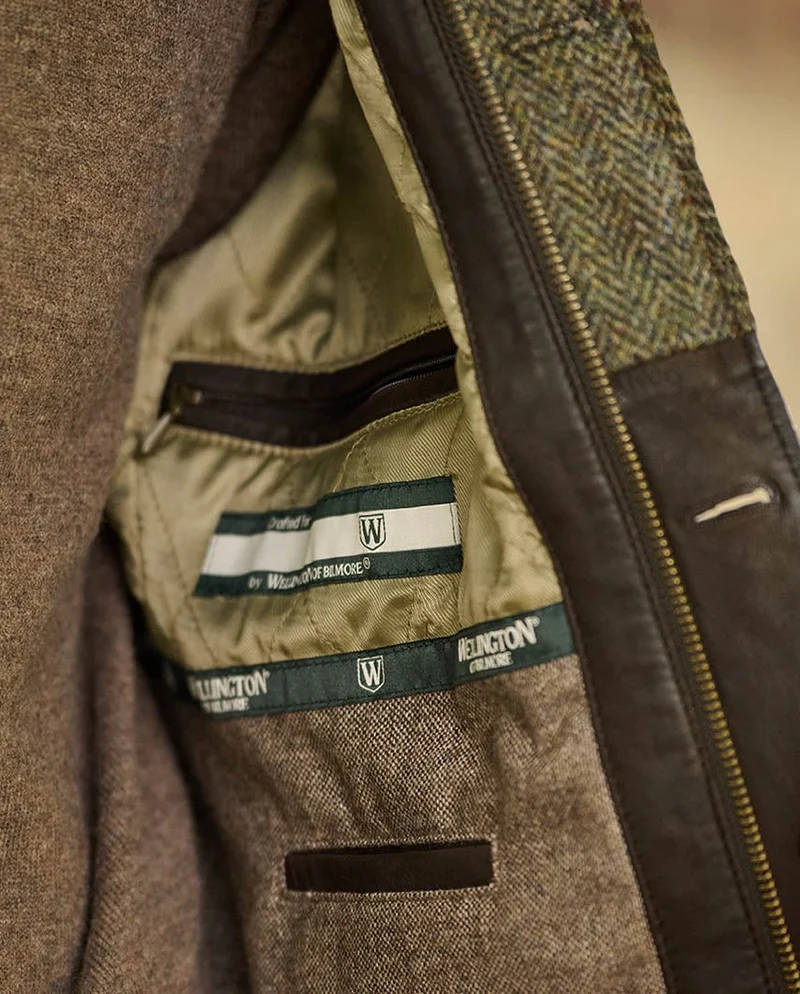 Herren Lederjacke "Belfast" in dark brown aus feinstem Lamm Nubukleder