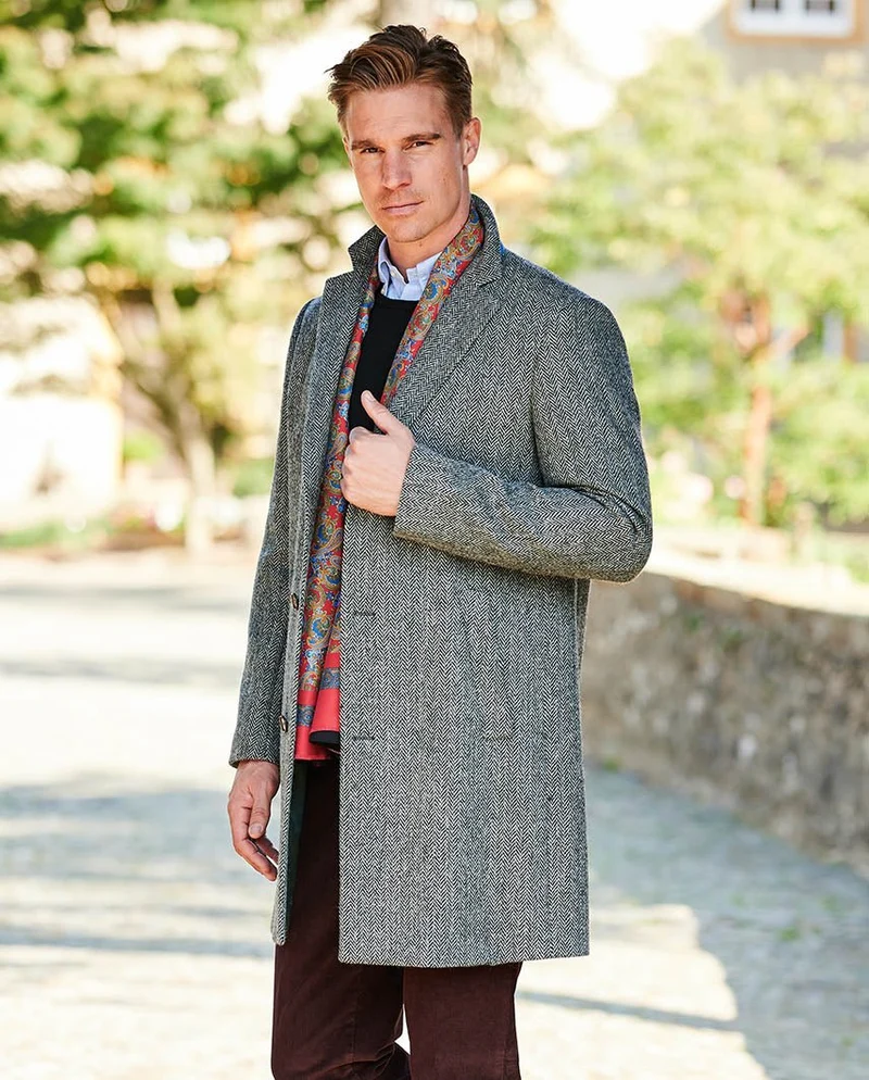 Harris Tweed Blazermantel "Barney" für Herren in black Herringbone