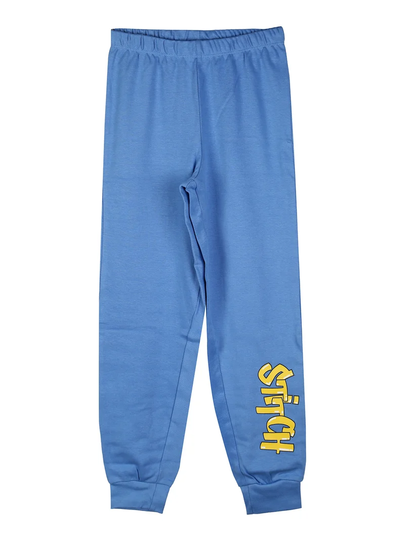 Stitch pigiama lungo da bambino in cotone interlock con stampe - blu