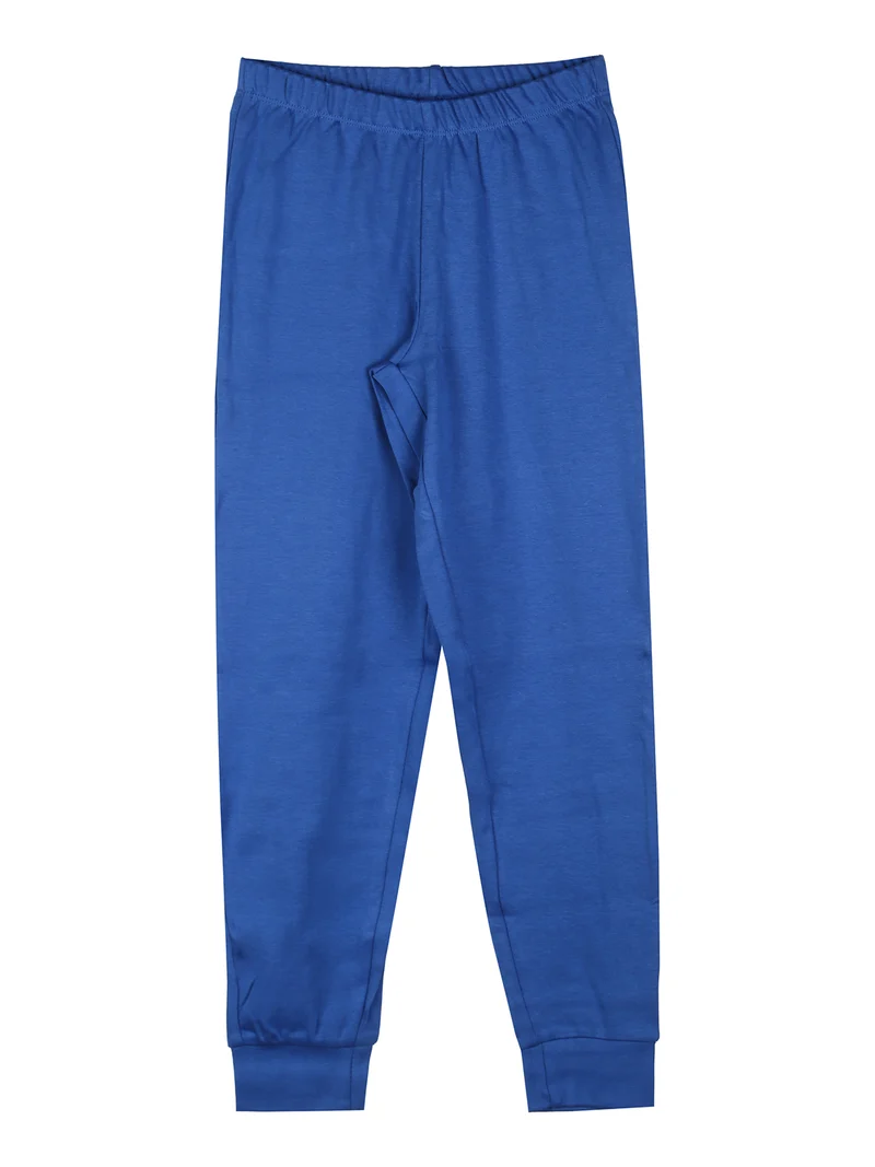 Pigiama lungo da bambino in cotone interlock - blu