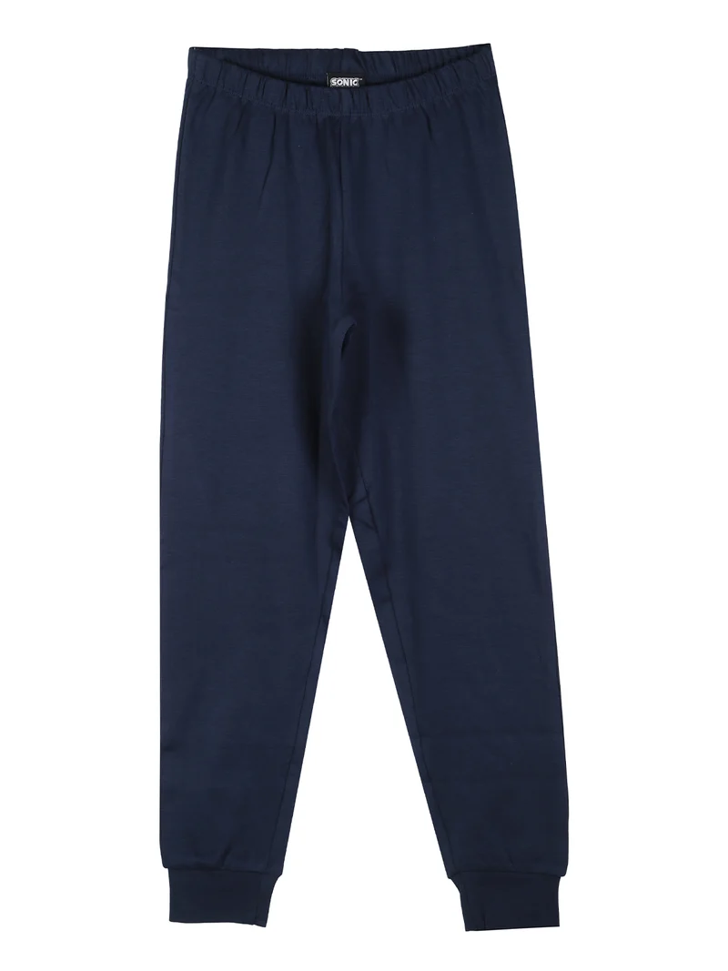 Pigiama lungo da bambino in cotone interlock - blu scuro
