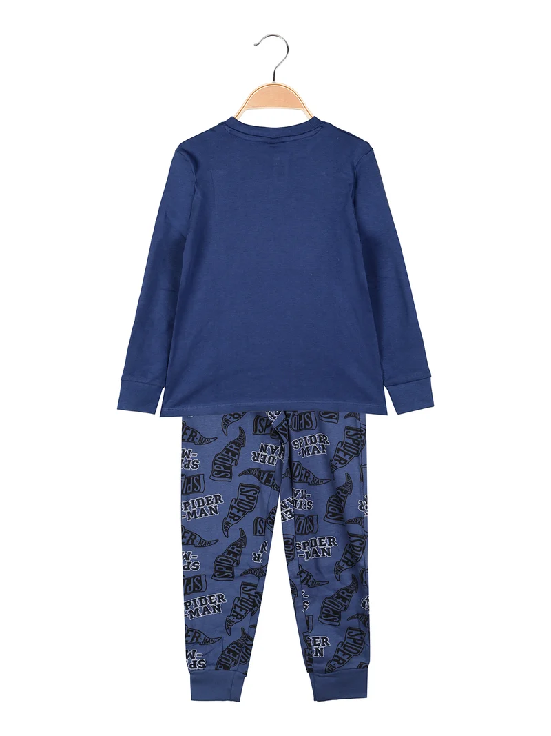 Pigiama lungo da bambino in cotone interlock e pantaloni con stampe - avion