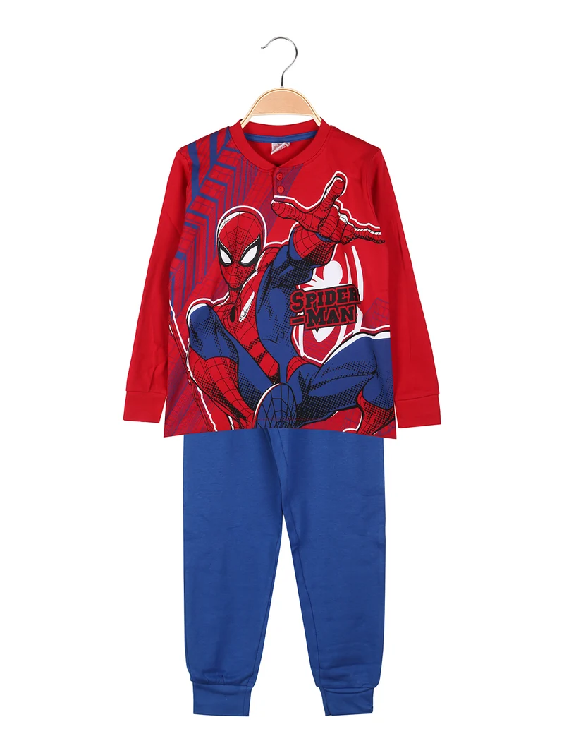 Pigiama lungo da bambino in cotone interlock con stampe - rosso