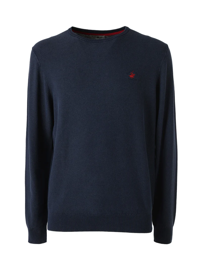 Maglia girocollo da uomo in cotone - blu