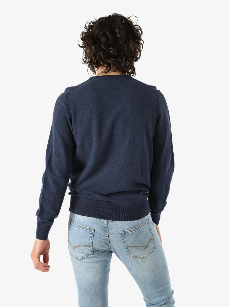 Maglia girocollo da uomo in cotone - blu