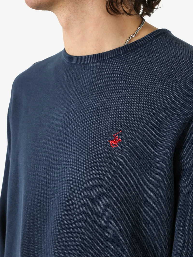 Maglia girocollo da uomo in cotone - blu