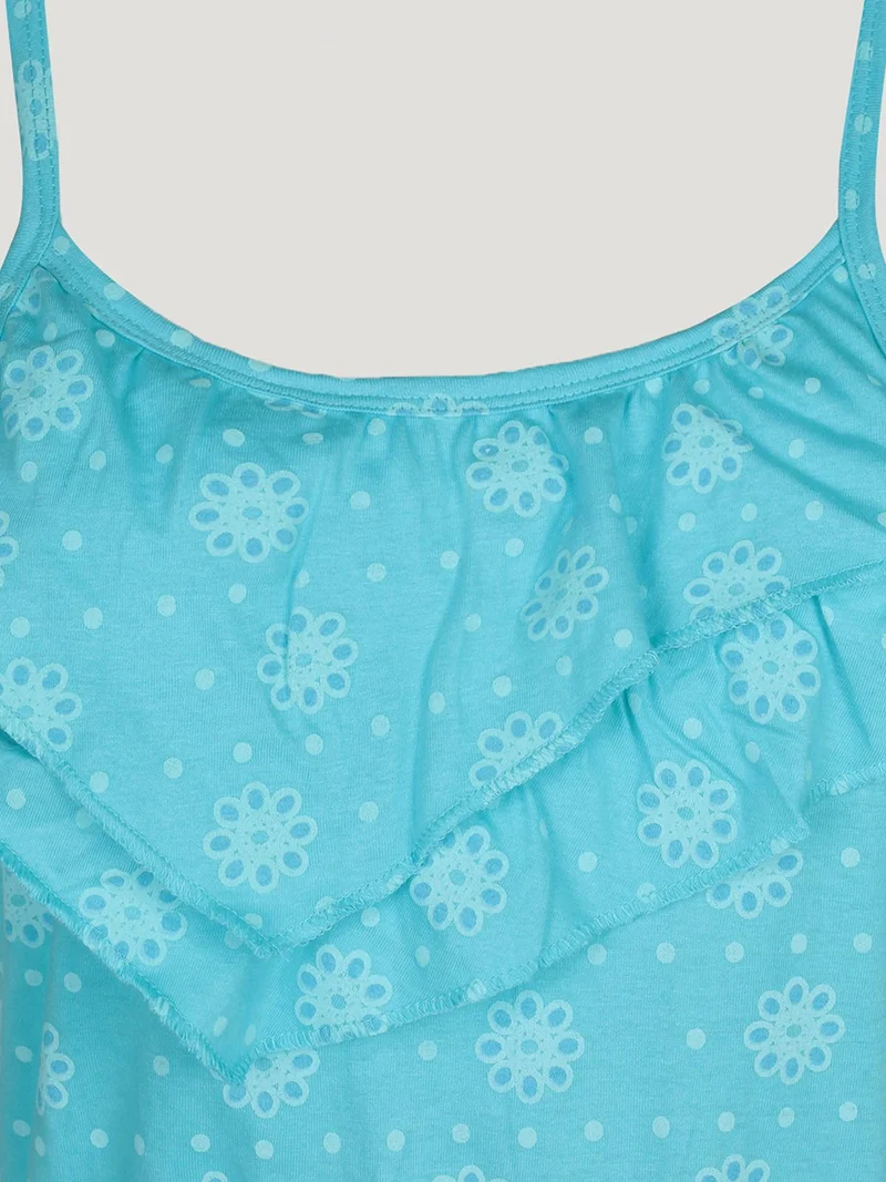 Camicia da notte con stampa fiori - blu