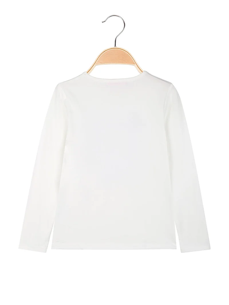 T-shirt da bambina a maniche lunghe con stampa - bianco
