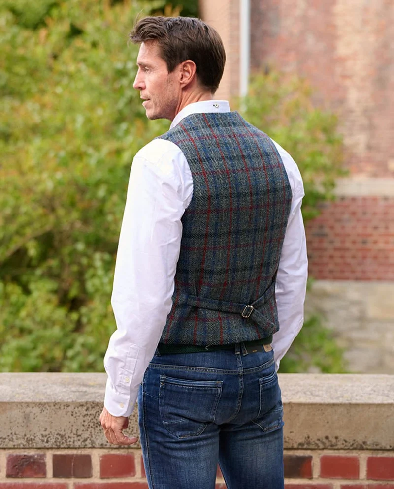 Harris Tweed Weste "Wales" in royal check