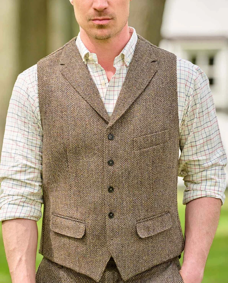 Harris Tweed Weste "Wales" in country herringbone