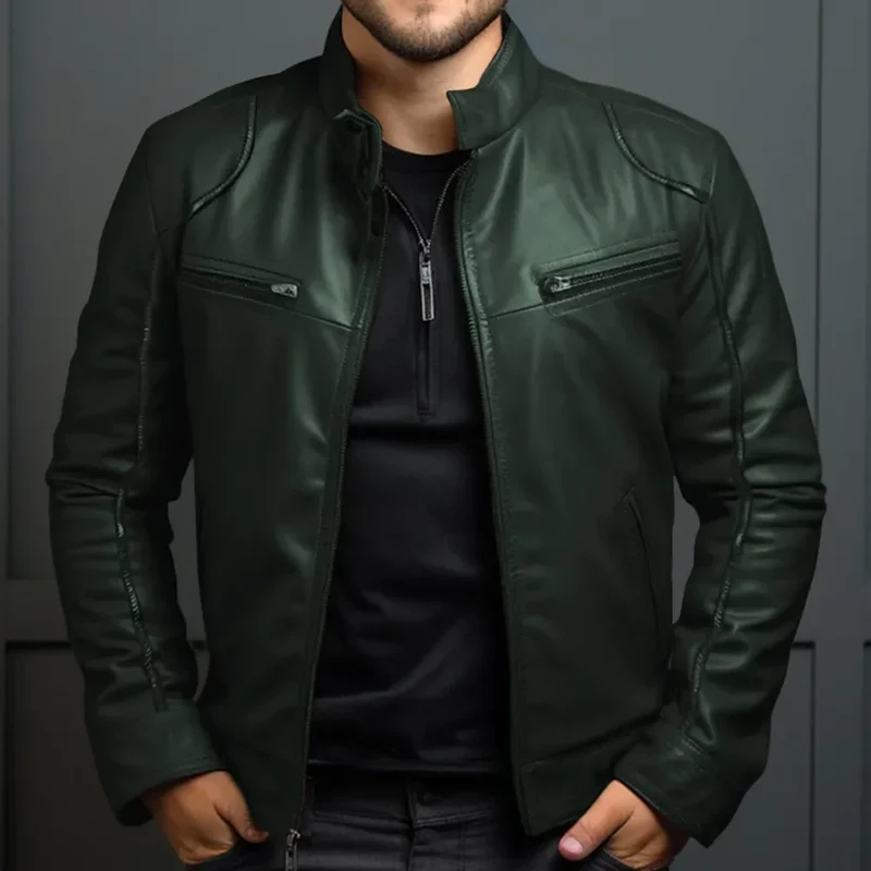 Elegant Men's Leather Biker Jacket