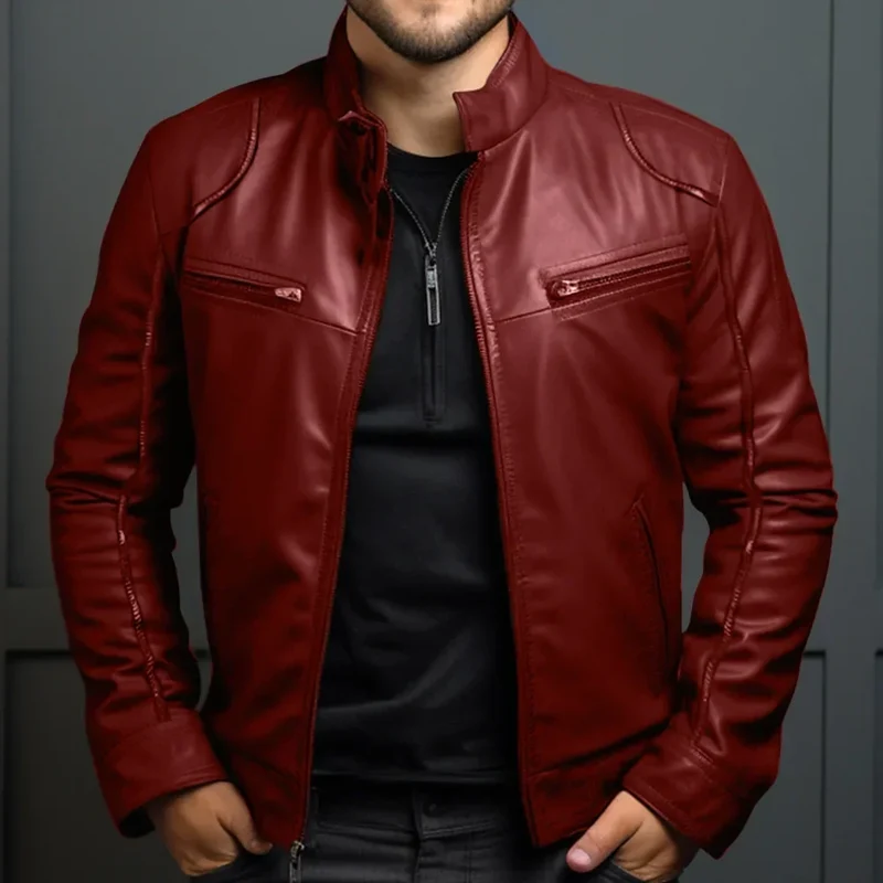 Elegant Men's Leather Biker Jacket