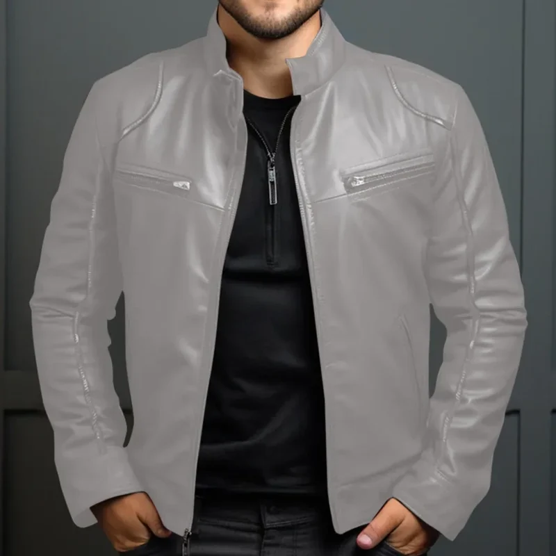 Elegant Men's Leather Biker Jacket