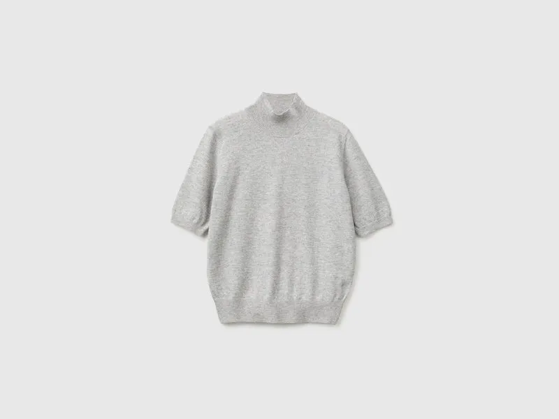 Kurzärmeliger Rollkragenpullover