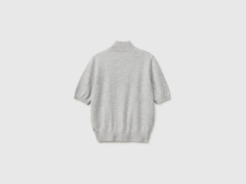 Kurzärmeliger Rollkragenpullover