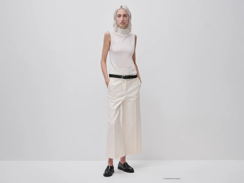Ärmelloser Rollkragenpullover aus ultraleichtem Wollmischgewebe