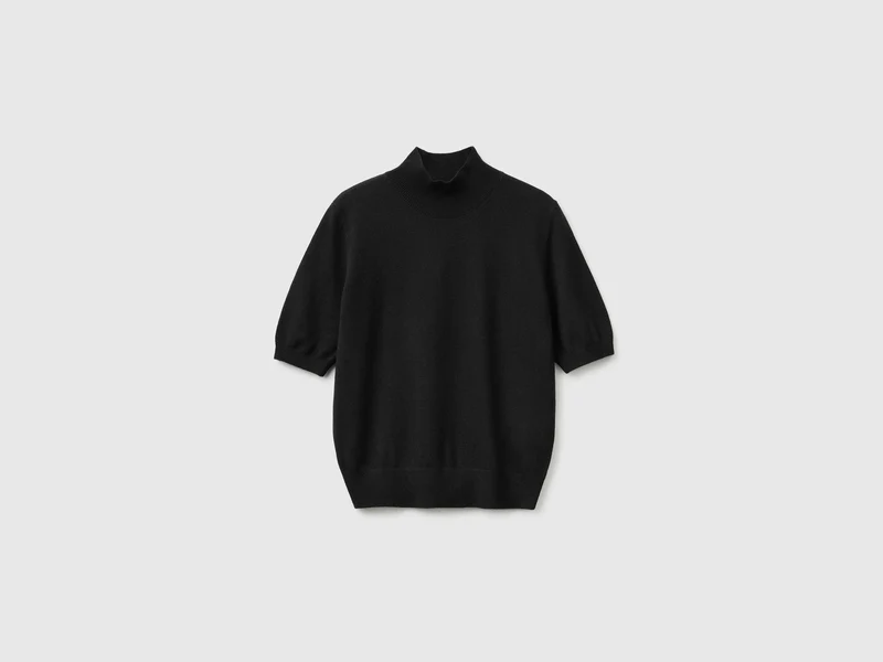 Kurzärmeliger Rollkragenpullover