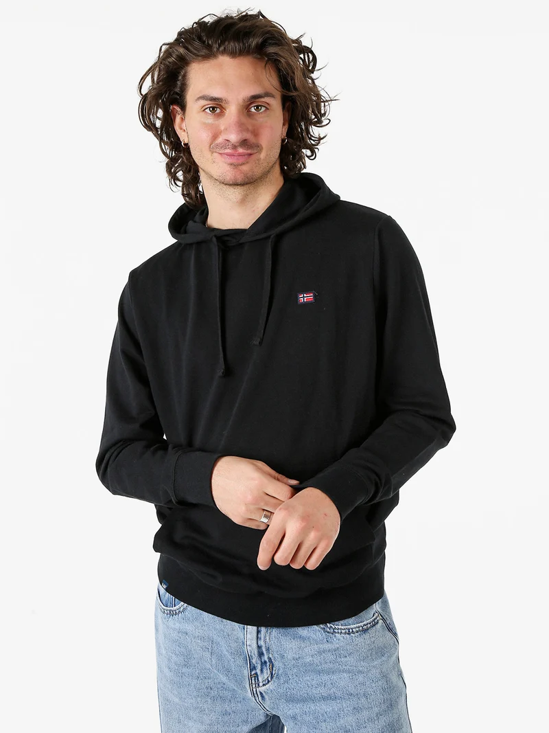 Felpa da uomo con cappuccio in misto cotone - nero