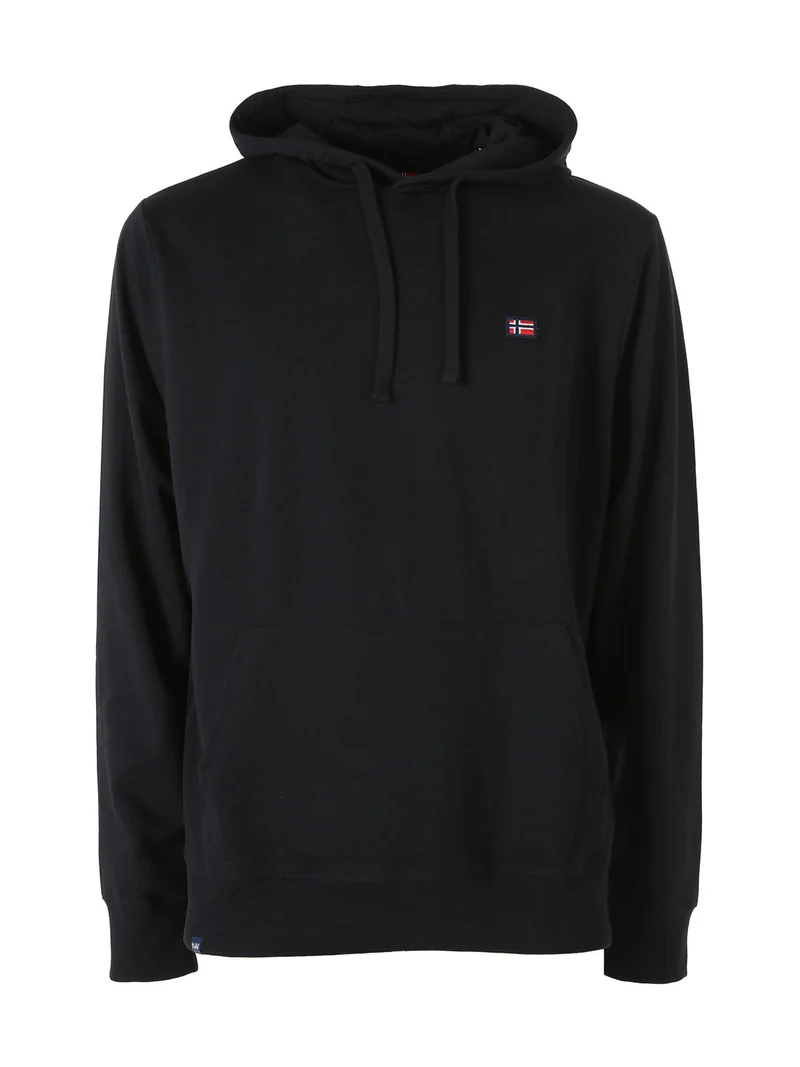 Felpa da uomo con cappuccio in misto cotone - nero