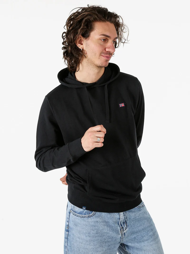 Felpa da uomo con cappuccio in misto cotone - nero