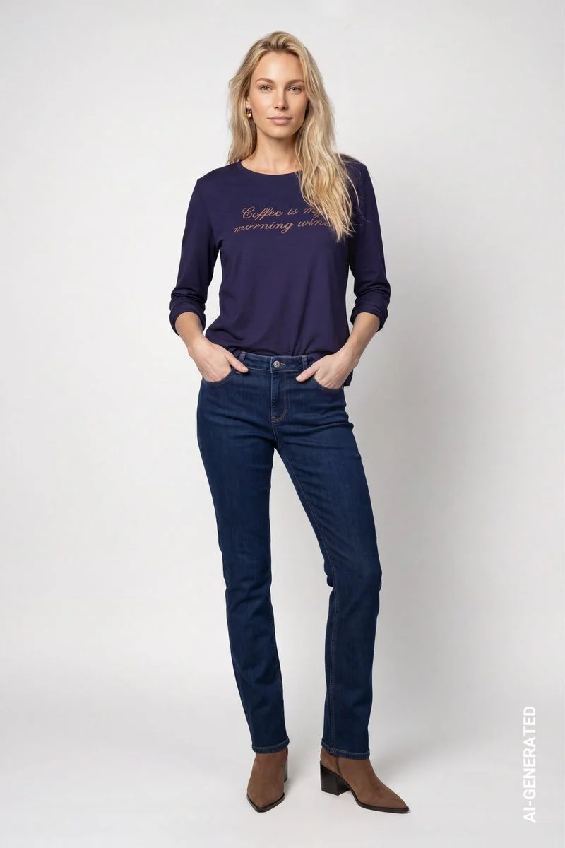 Langarmshirt mit Strassschriftzug