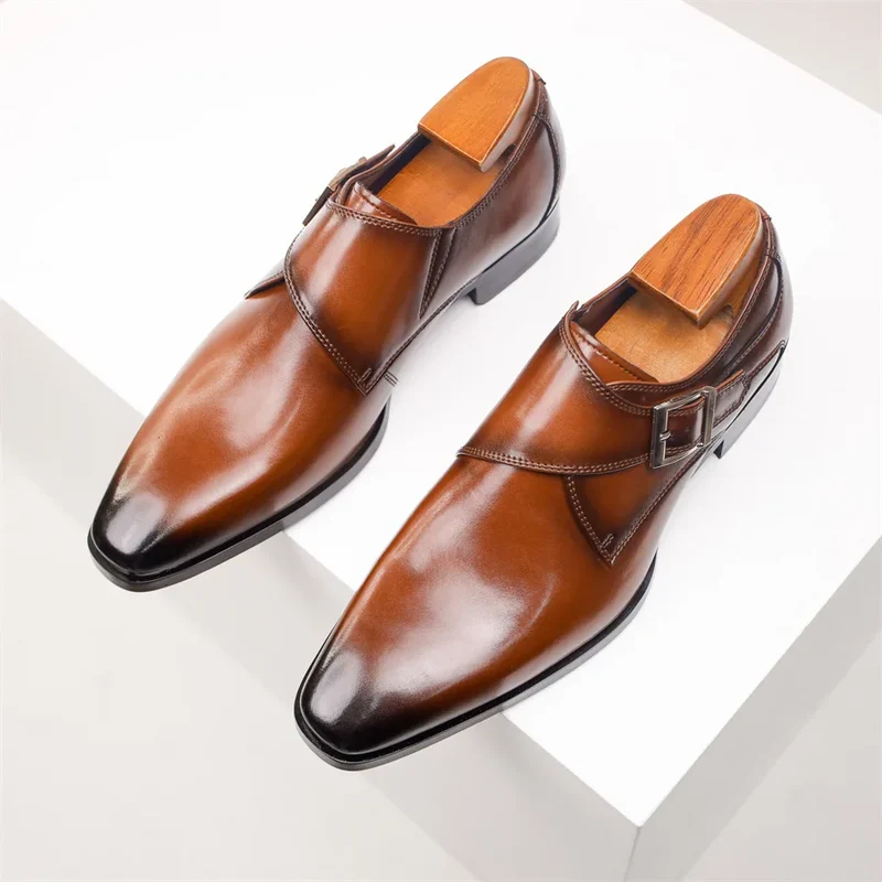 Italian Leather Buckle Shoes