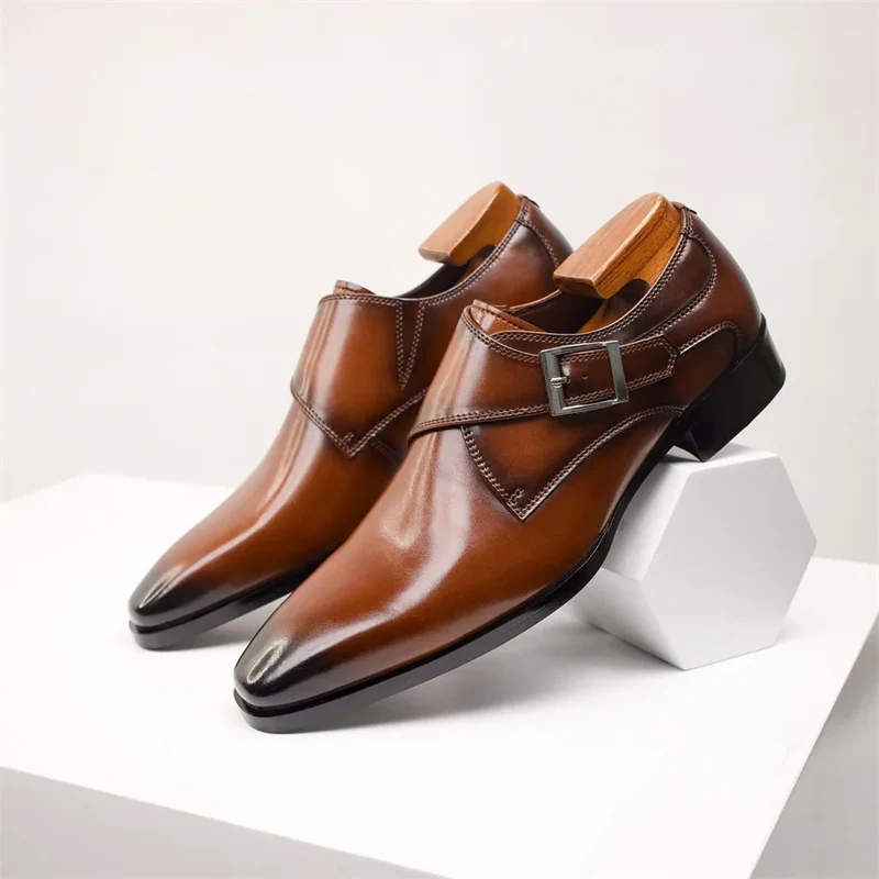 Italian Leather Buckle Shoes
