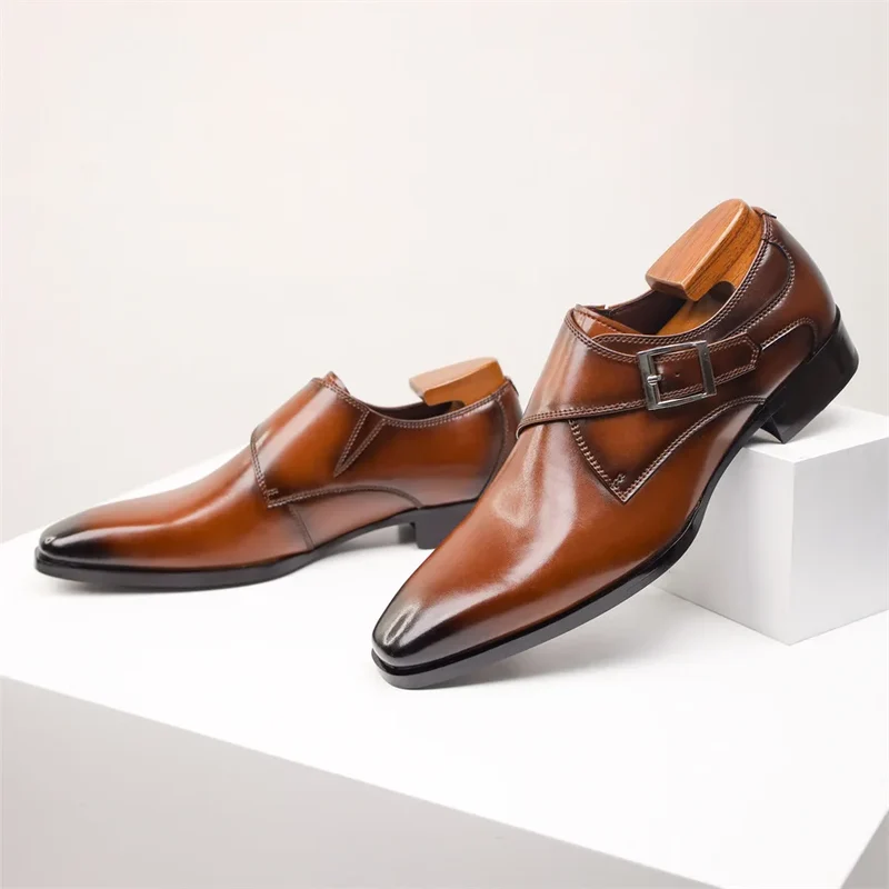 Italian Leather Buckle Shoes