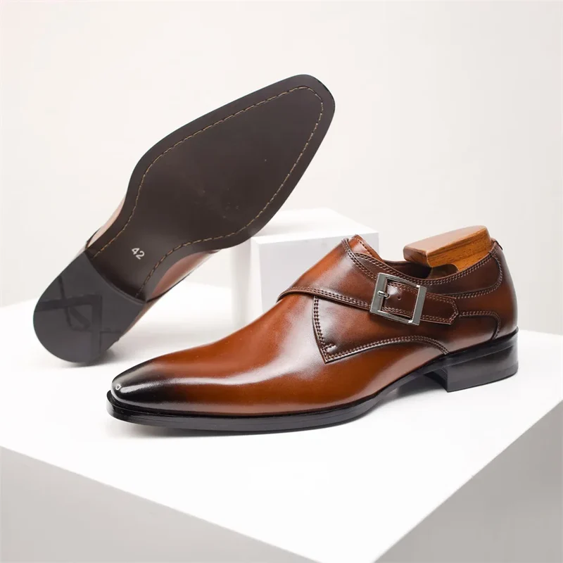 Italian Leather Buckle Shoes