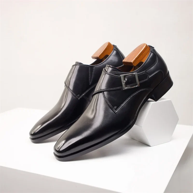 Italian Leather Buckle Shoes
